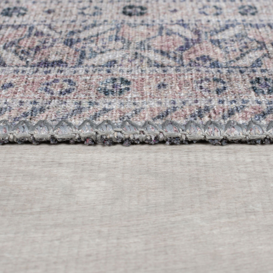 Waschbarer Teppich Grau-Rosa  - Vintage Orientalisch  - Maschinenwaschbar_Läufer_
