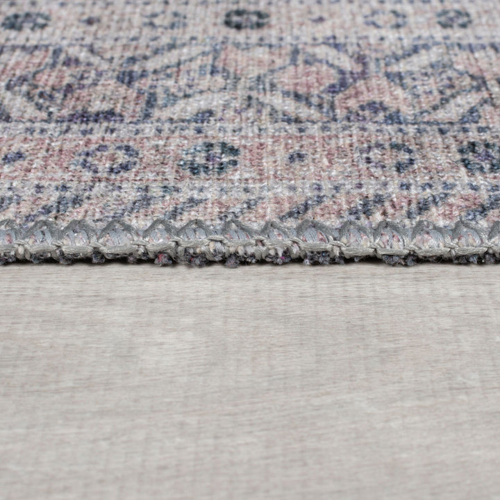 Waschbarer Teppich Grau-Rosa  - Vintage Orientalisch  - Maschinenwaschbar_Läufer_