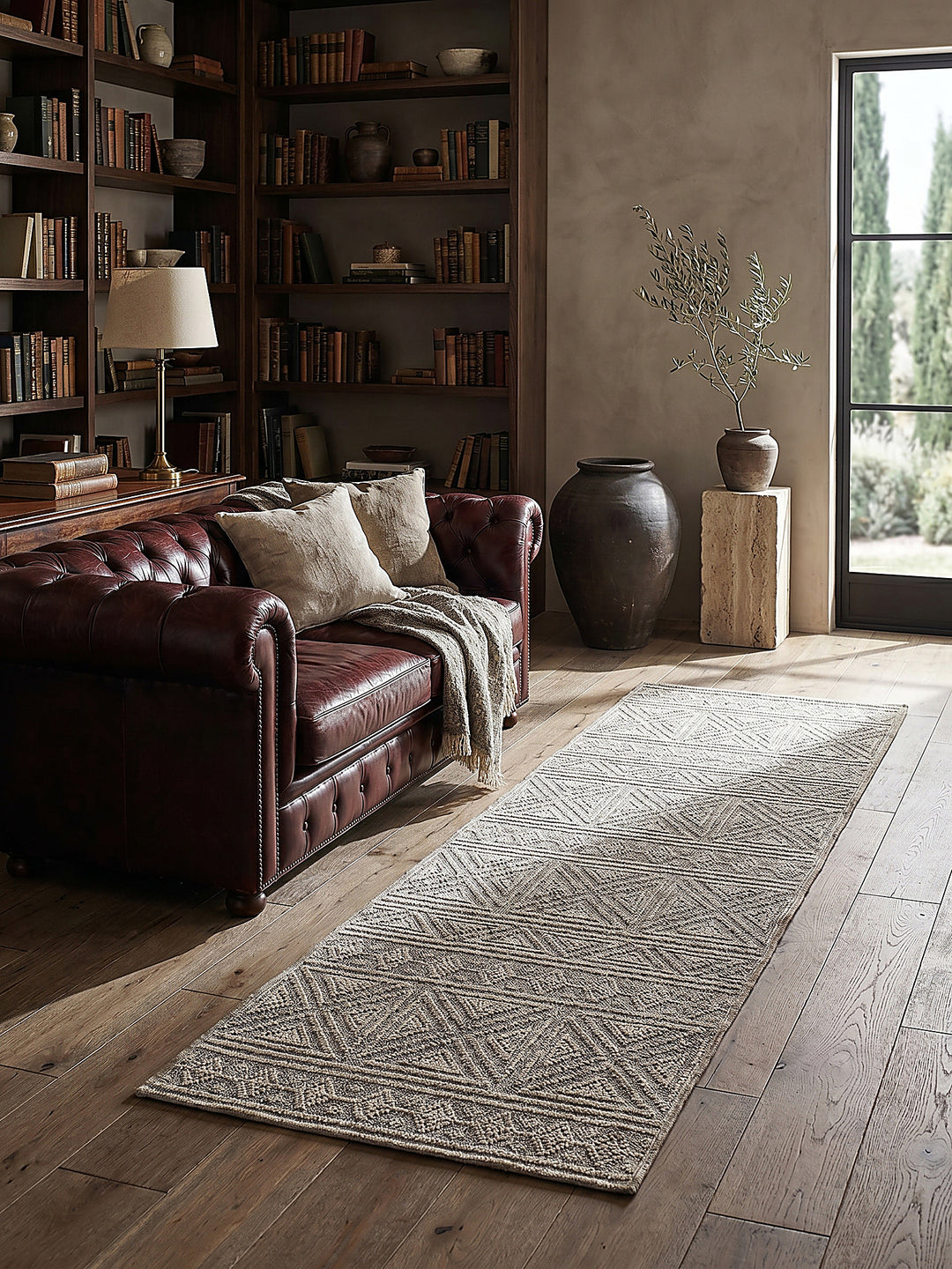 Teppich Grau Läufer im Wohnzimmer mit Couchtisch und Wohnaccessoires Wohnidee skandinavisch modern_