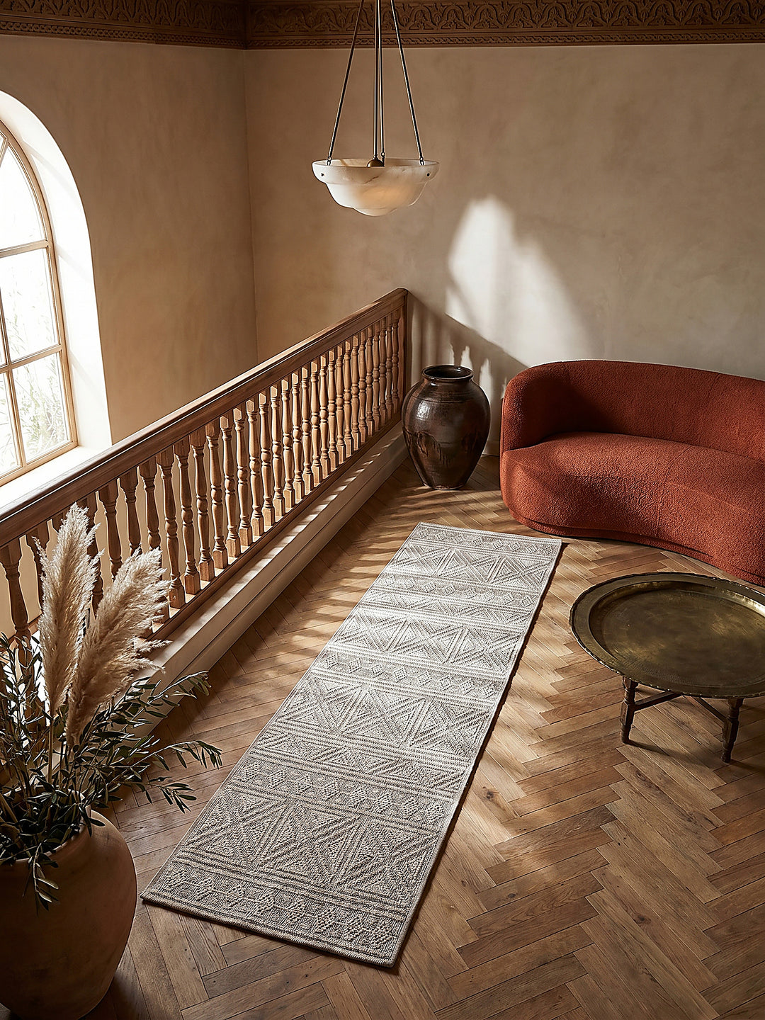 Teppich Grau Läufer Musteransicht von oben Designkollektion_
