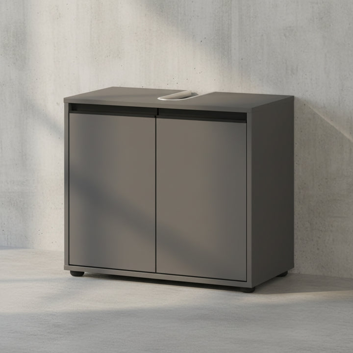 Waschbeckenunterschrank 63 cm mit zwei Türen und Einlegeboden | Graphit_
