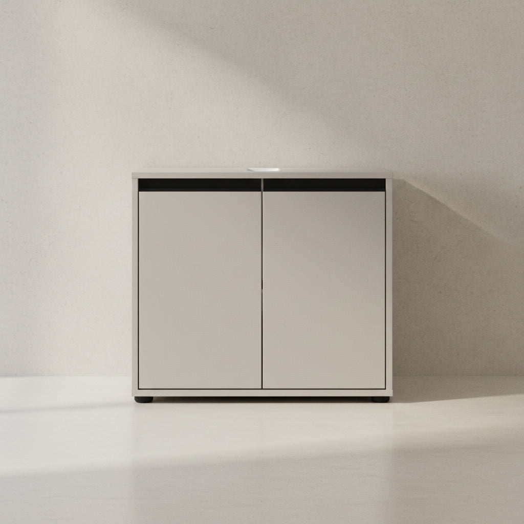 WB-Unterschrank 63x34x55cm | 2 Türen & Soft-Close | Siphonausschnitt | Steingrau | Made in Germany | Badschrank Modern | Kadima Design Serie HAMBURG_