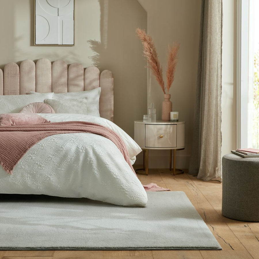 Teppich Polyester Latexrücken - Großer Wohnteppich - Robuster Kurzflor_Grau_Rechteckig_