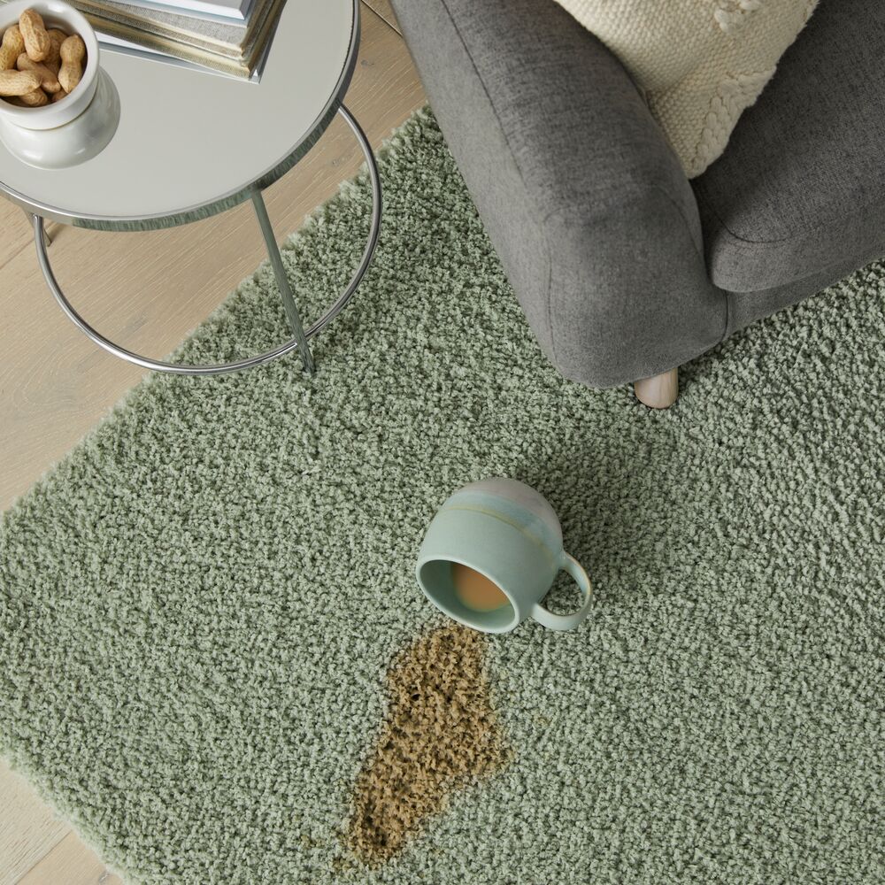 Teppich Hochflor Uni-Design - waschbar GIPPING - Salbeigrün 80x150 cm Rechteckig