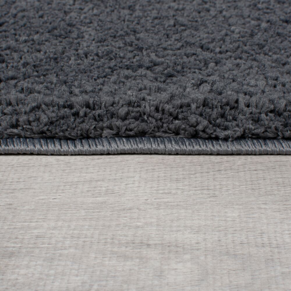 Teppich GIPPING Hochflor Grau uni Kante Florhöhe Detail flauschig Rechteckig