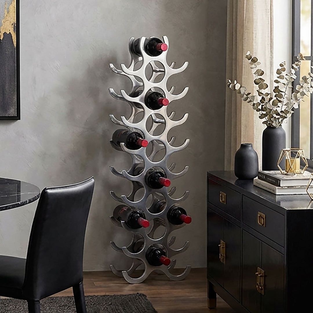Weinregal Flammen aus Aluminium_ 27 Flaschen_ 98x31x14cm_ Modernes Aussehen - KADIMA DESIGN_Größe_ 31x14x98 cm_
