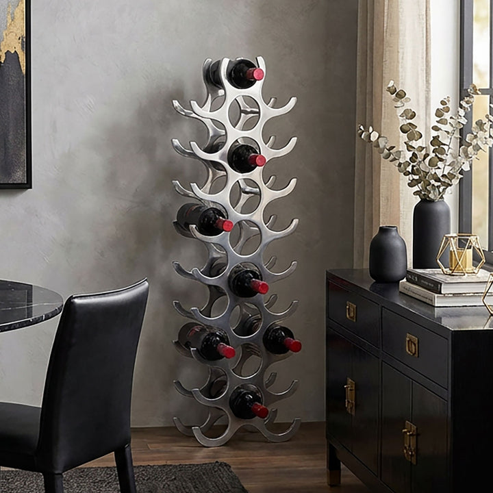 Weinregal Flammen aus Aluminium_ 27 Flaschen_ 98x31x14cm_ Modernes Aussehen - KADIMA DESIGN_Größe_ 31x14x98 cm_