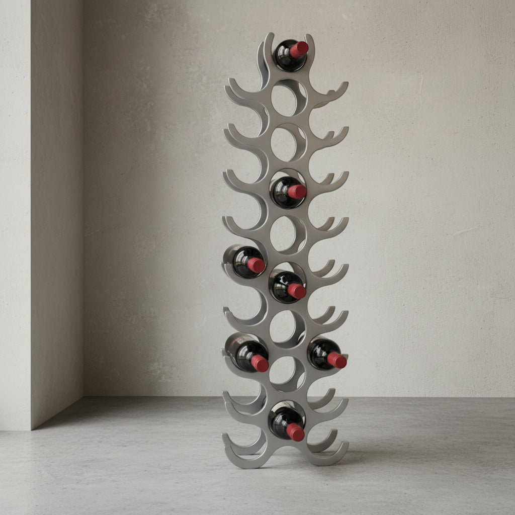 Weinregal Flammen aus Aluminium_ 27 Flaschen_ 98x31x14cm_ Modernes Aussehen - KADIMA DESIGN_Größe_ 31x14x98 cm_