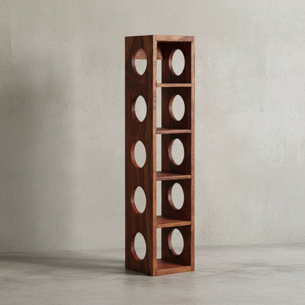 Weinregal NAKO Massivholz_ 70x15x15 cm_ 5 Ablagefächer_ Wandmontage_ Sheesham - KADIMA DESIGN_Farbe_ Braun_ Größe_ 15x15x70 cm_