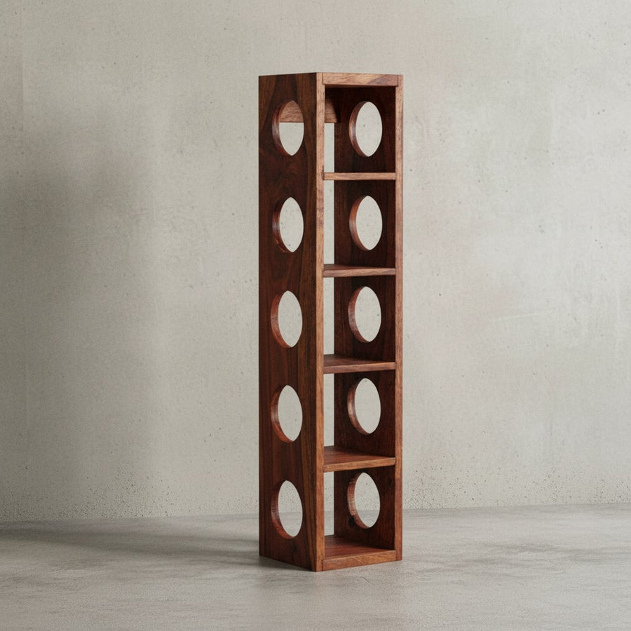 Weinregal NAKO Massivholz_ 70x15x15 cm_ 5 Ablagefächer_ Wandmontage_ Sheesham - KADIMA DESIGN_Farbe_ Braun_ Größe_ 15x15x70 cm_