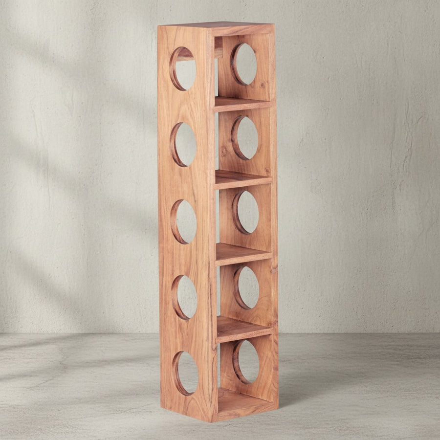 Weinregal NAKO Massivholz_ 70x15x15 cm_ 5 Ablagefächer_ Wandmontage_ Sheesham - KADIMA DESIGN_Farbe_ Beige_ Größe_ 15x15x70 cm_