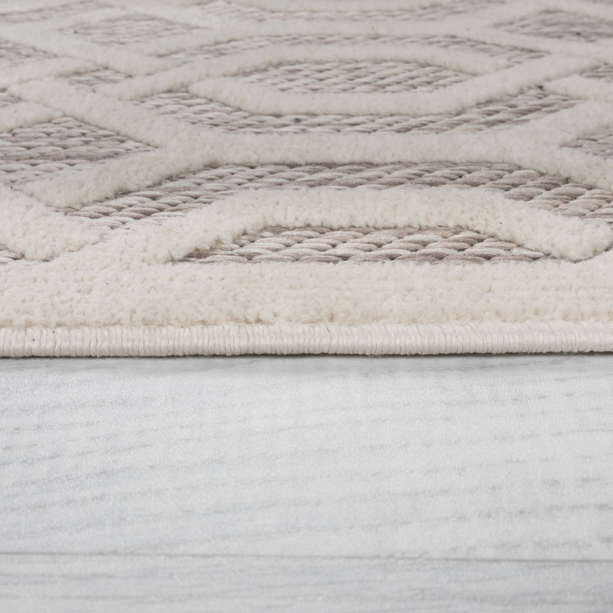 Outdoor-Teppich Geometrisch-Design - wetterbeständig - naturfarben STOUR ADAM - Grau-Beige 80x150 cm Rechteckig