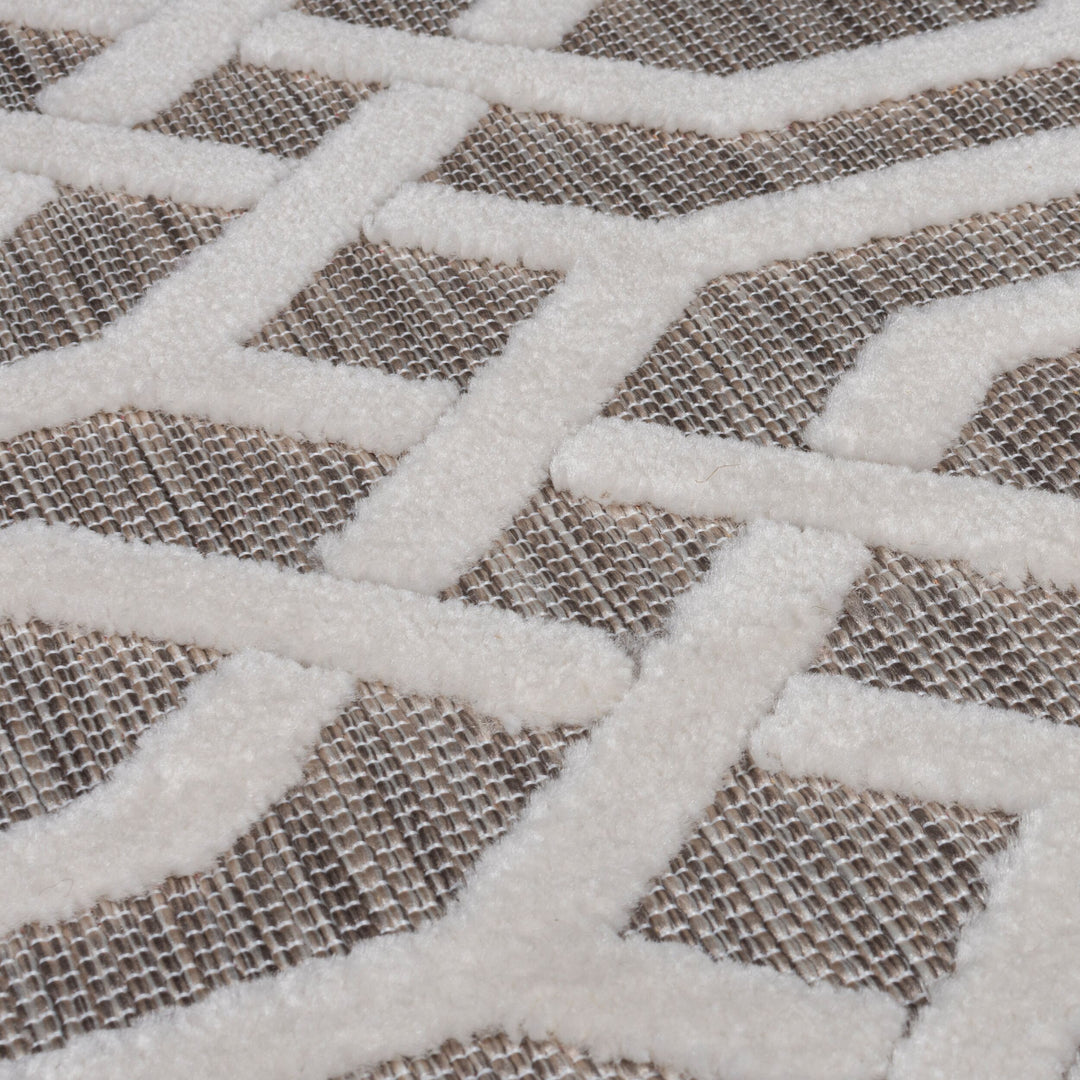 Wetterbeständiger Teppich in Geometrie-Optik_Grau-Beige_Läufer_