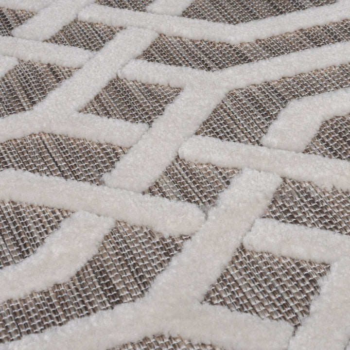 Wetterbeständiger Teppich in Geometrie-Optik_Grau-Beige_Läufer_