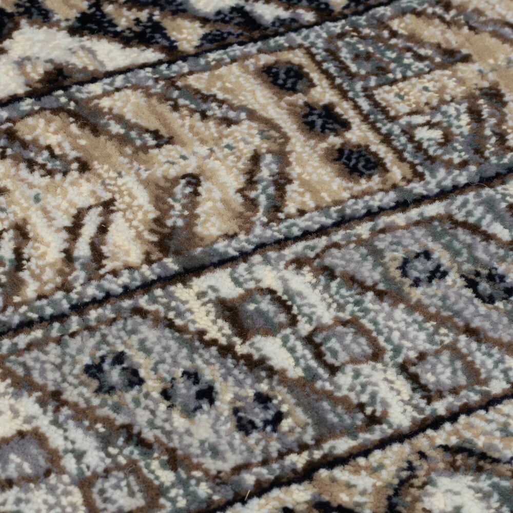Teppich KELVIN Orient-Streifen Blau-Beige Flor Nahaufnahme Rechteckig_