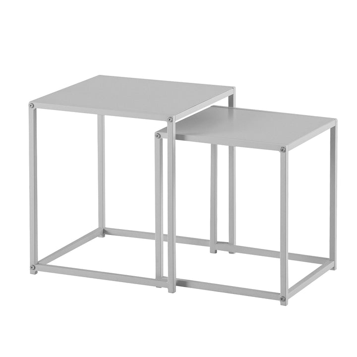Beistelltisch Set Weiß Metall Eckig Industrial Design 2-teilig