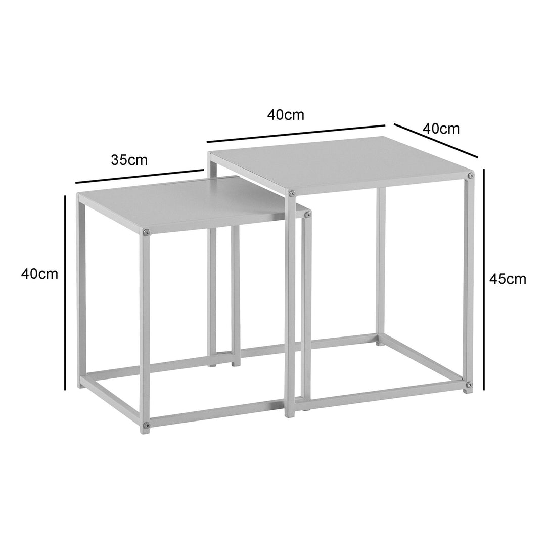 Beistelltisch Set Weiß Metall Eckig Industrial Design 2-teilig