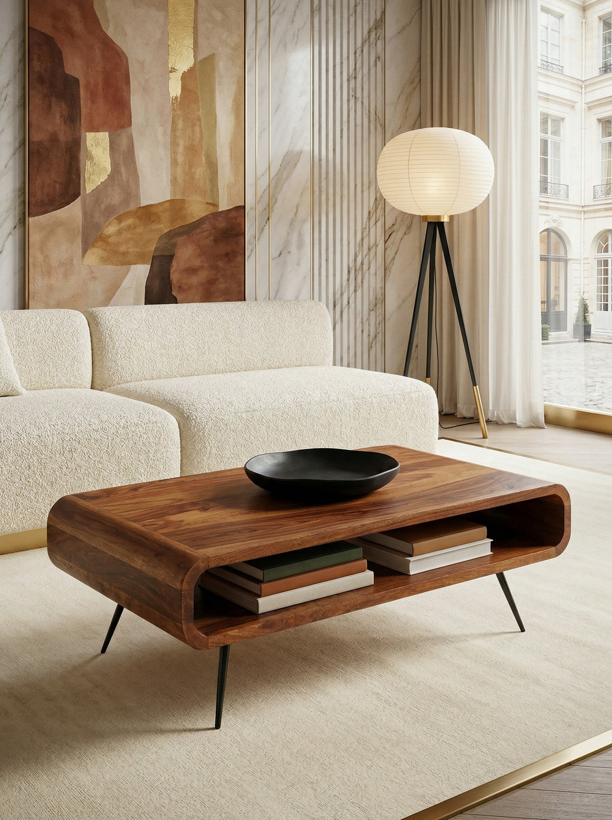 Massivholz Wohnzimmertisch_ Modern & elegant_ Sheeshamholz_ Staufach - KADIMA DESIGN_Größe_ 90x55x30 cm_