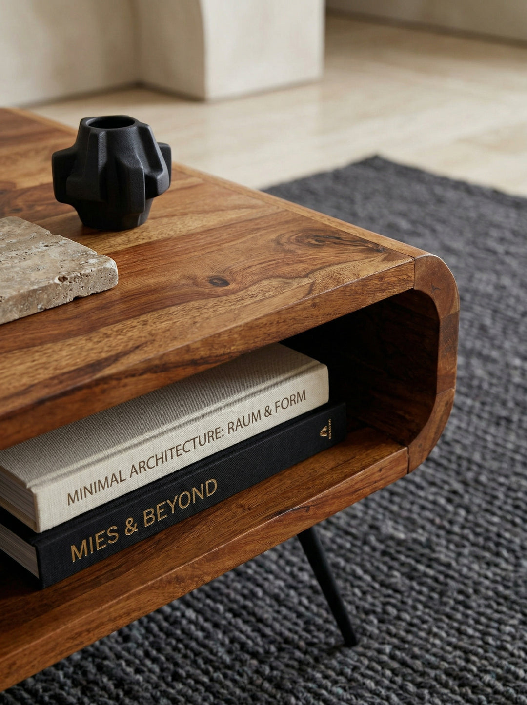 Massivholz Wohnzimmertisch_ Modern &amp; elegant_ Sheeshamholz_ Staufach - KADIMA DESIGN_Größe_ 90x55x30 cm_