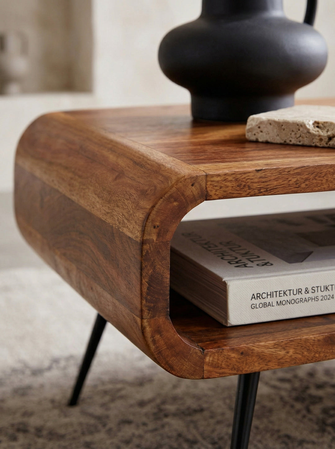 Massivholz Wohnzimmertisch_ Modern &amp; elegant_ Sheeshamholz_ Staufach - KADIMA DESIGN_Größe_ 90x55x30 cm_