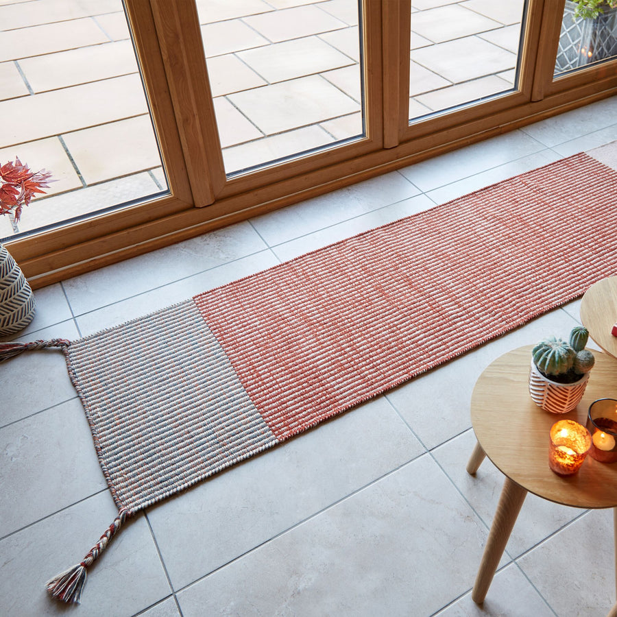 Teppich Kurzflor Streifen - Wohnzimmer schmutzabweisend_Rot_Läufer_