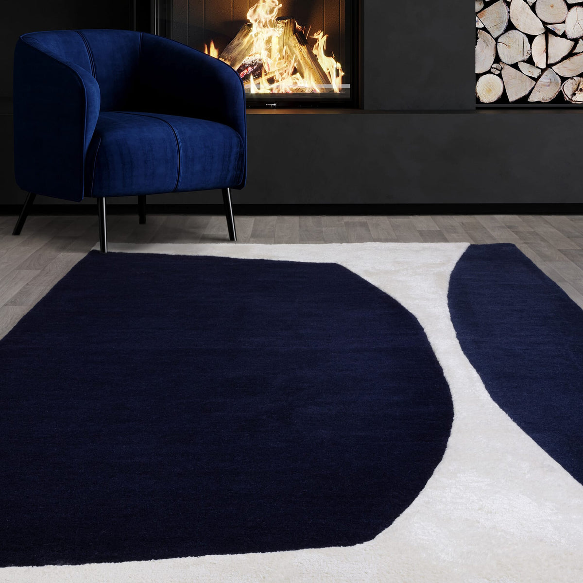 Handgetufteter Bodenteppich mit 1-6cm Florhöhe - 80% Wolle - 20% Viskose - rutschfester Latexrücken für Schlafzimmer von Kadima Design