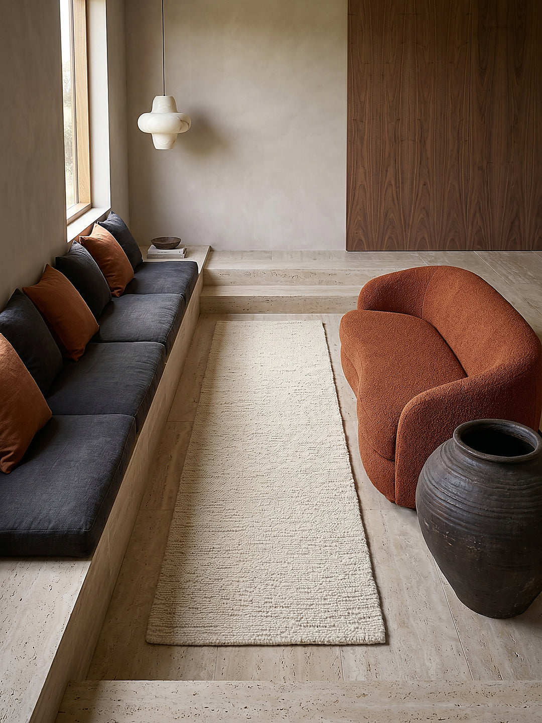 Teppich Creme Läufer Musteransicht von oben Designkollektion_