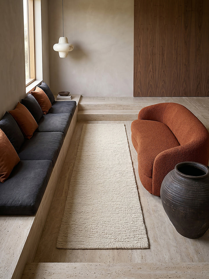 Teppich Creme Läufer Musteransicht von oben Designkollektion_