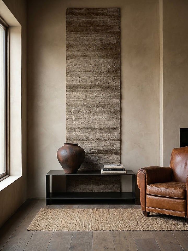 Teppich Erdtöne Läufer als Wandteppich Wanddekoration Textilkunst Interior Design_