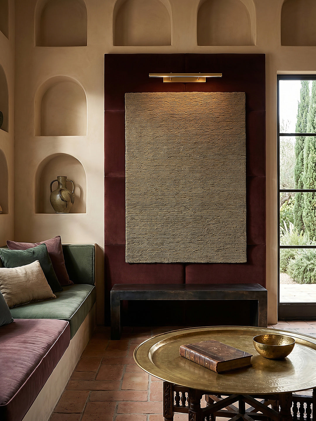 Teppich Erdtöne rechteckig als Wandteppich Wanddekoration Textilkunst Interior Design_