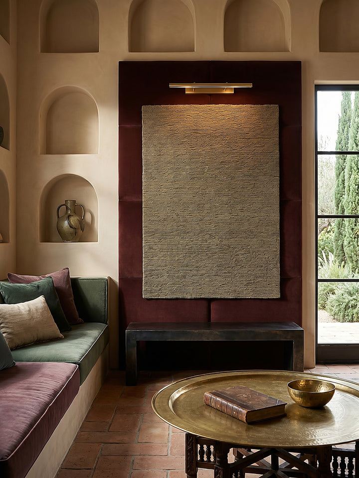 Teppich Erdtöne rechteckig als Wandteppich Wanddekoration Textilkunst Interior Design_