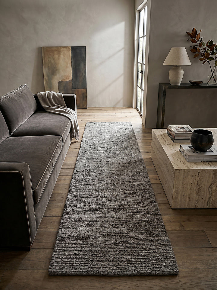 Teppich Grau Läufer Musteransicht von oben Designkollektion_