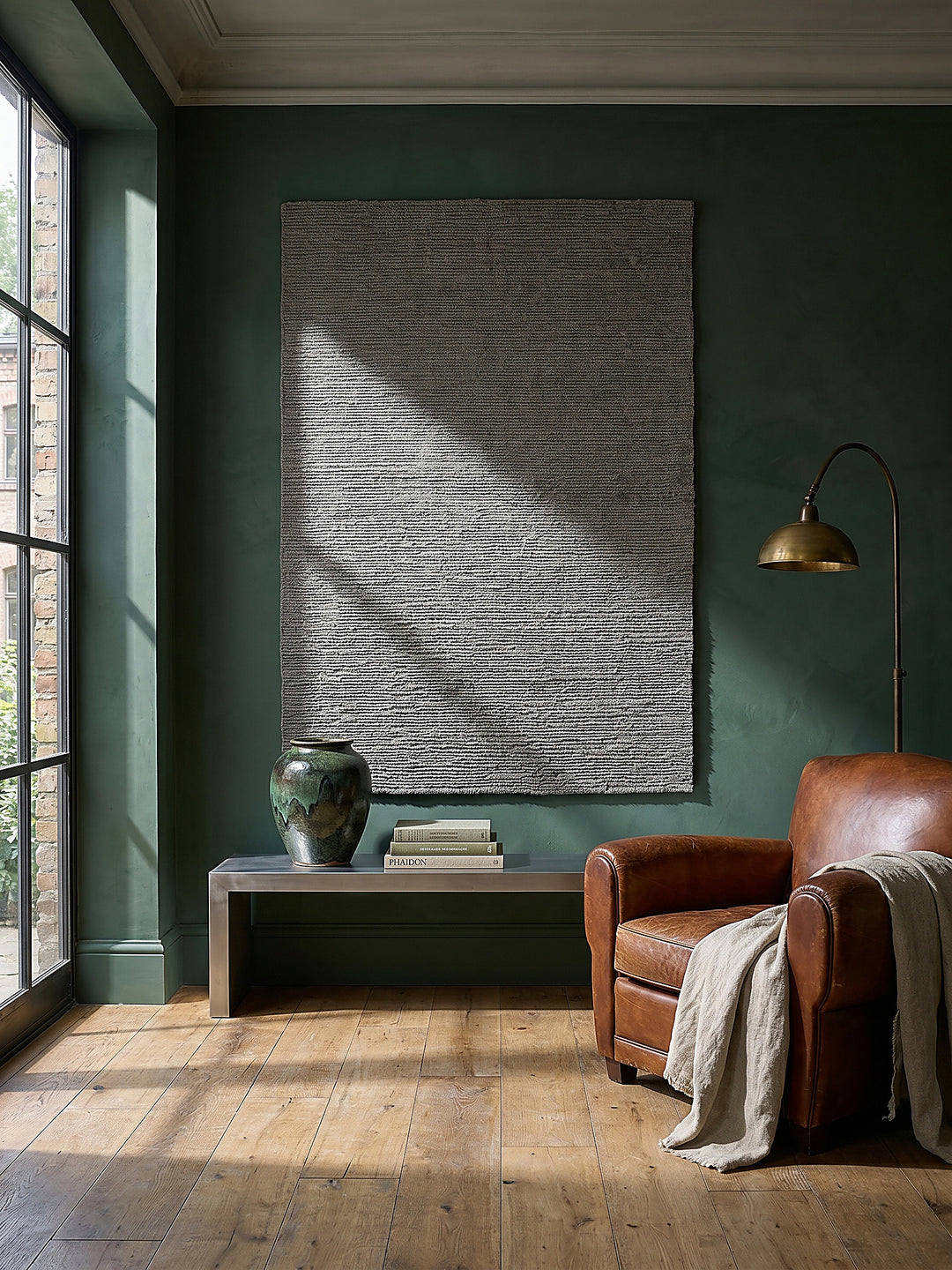 Teppich Grau rechteckig als Wandteppich Wanddekoration Textilkunst Interior Design_