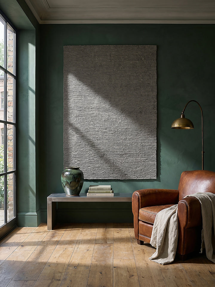 Teppich Grau rechteckig als Wandteppich Wanddekoration Textilkunst Interior Design_