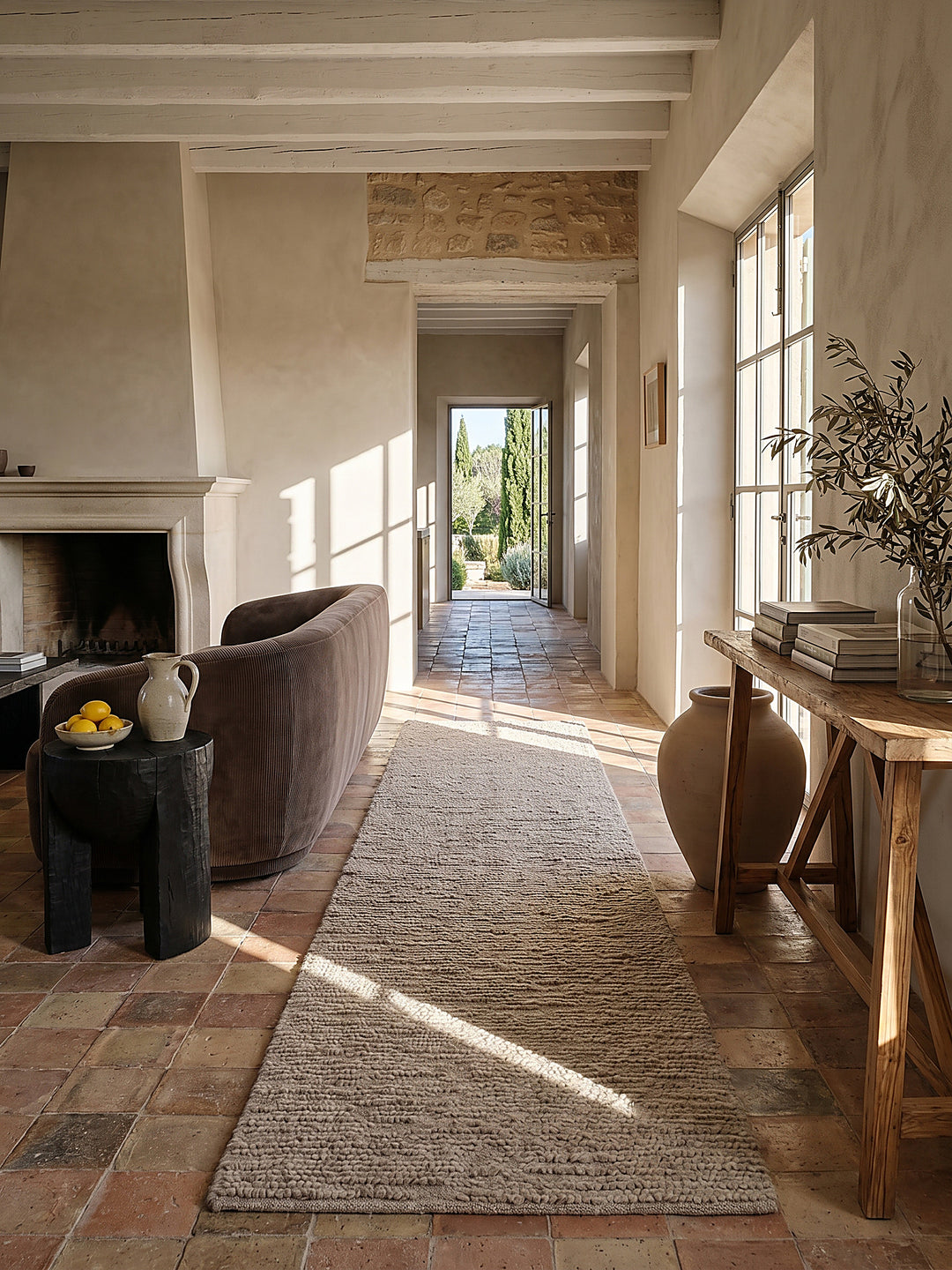 Teppich Natur Läufer im modernen Wohnzimmer Einrichtungsidee_