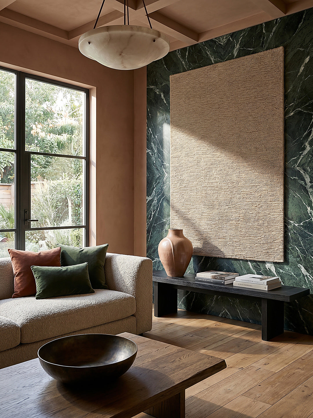 Teppich Natur rechteckig als Wandteppich Wanddekoration Textilkunst Interior Design_