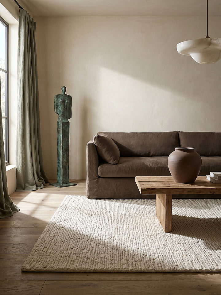 Teppich Creme rechteckig im modernen Wohnzimmer Einrichtungsidee_