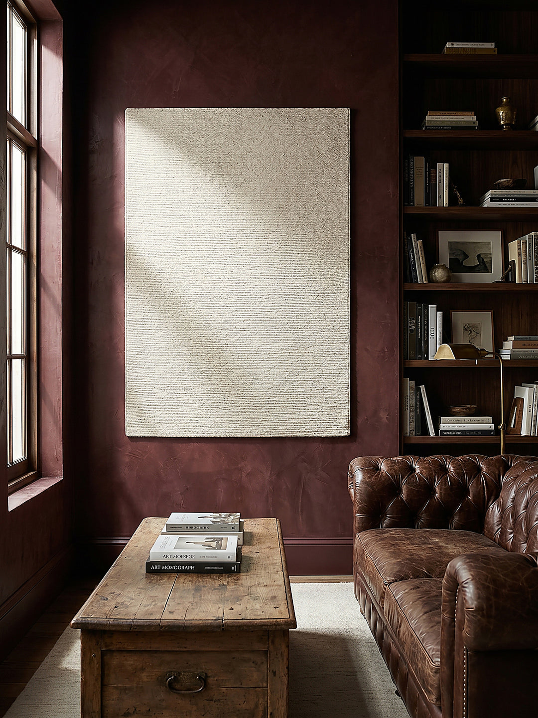 Teppich Creme rechteckig als Wandteppich Wanddekoration Textilkunst Interior Design_