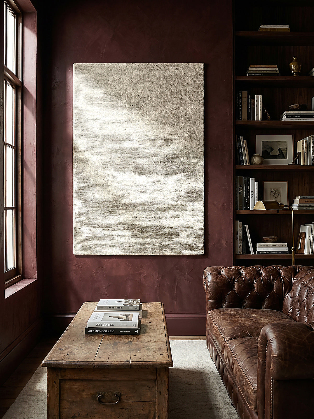 Teppich Creme rechteckig als Wandteppich Wanddekoration Textilkunst Interior Design_