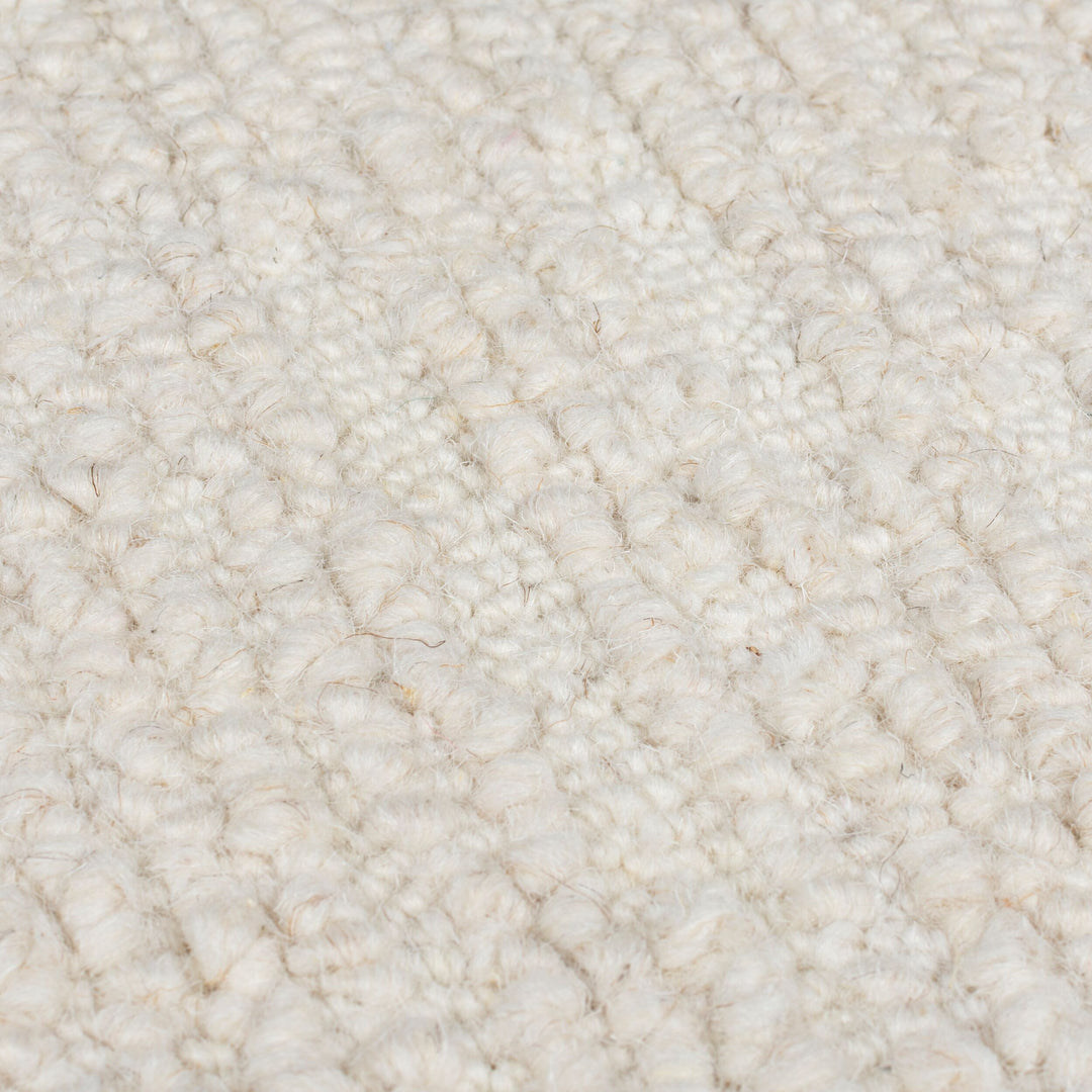 Wollteppich Boucle - Unifarben - Strapazierfähig - pflegeleicht_Creme_Läufer_