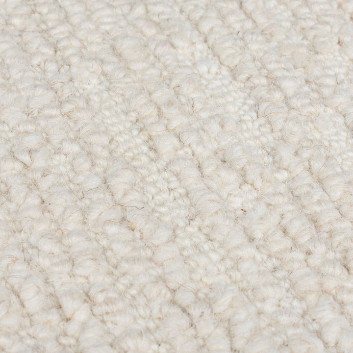 Wollteppich Boucle - Unifarben - Strapazierfähig - pflegeleicht_Creme_Läufer_