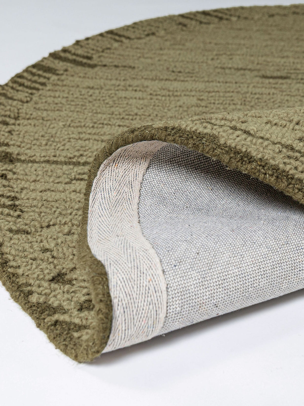 Teppich Salbeigrün rund Wool Einrichtung Wohnidee Bodenbelag GANNEL_