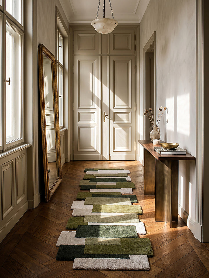 Teppich Erdtöne-Grün Läufer im modernen Wohnzimmer_