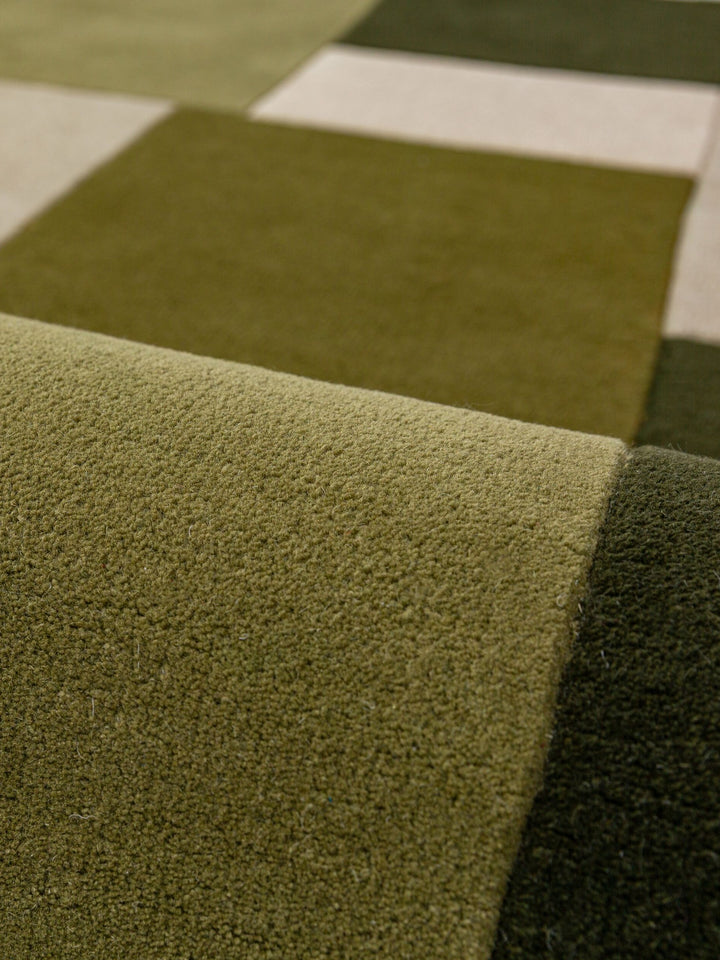 Teppich Erdtöne-Grün rechteckig WOOL Raumgestaltung Inneneinrichtung HALLEIN_