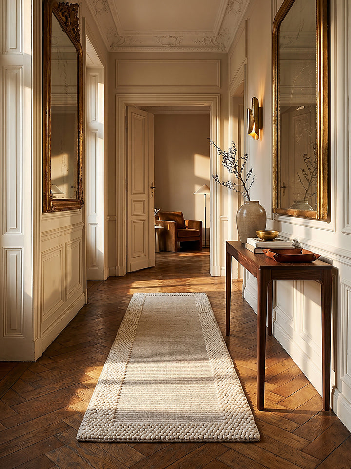 Teppich Beige-Natur Läufer im modernen Wohnzimmer Einrichtungsidee_
