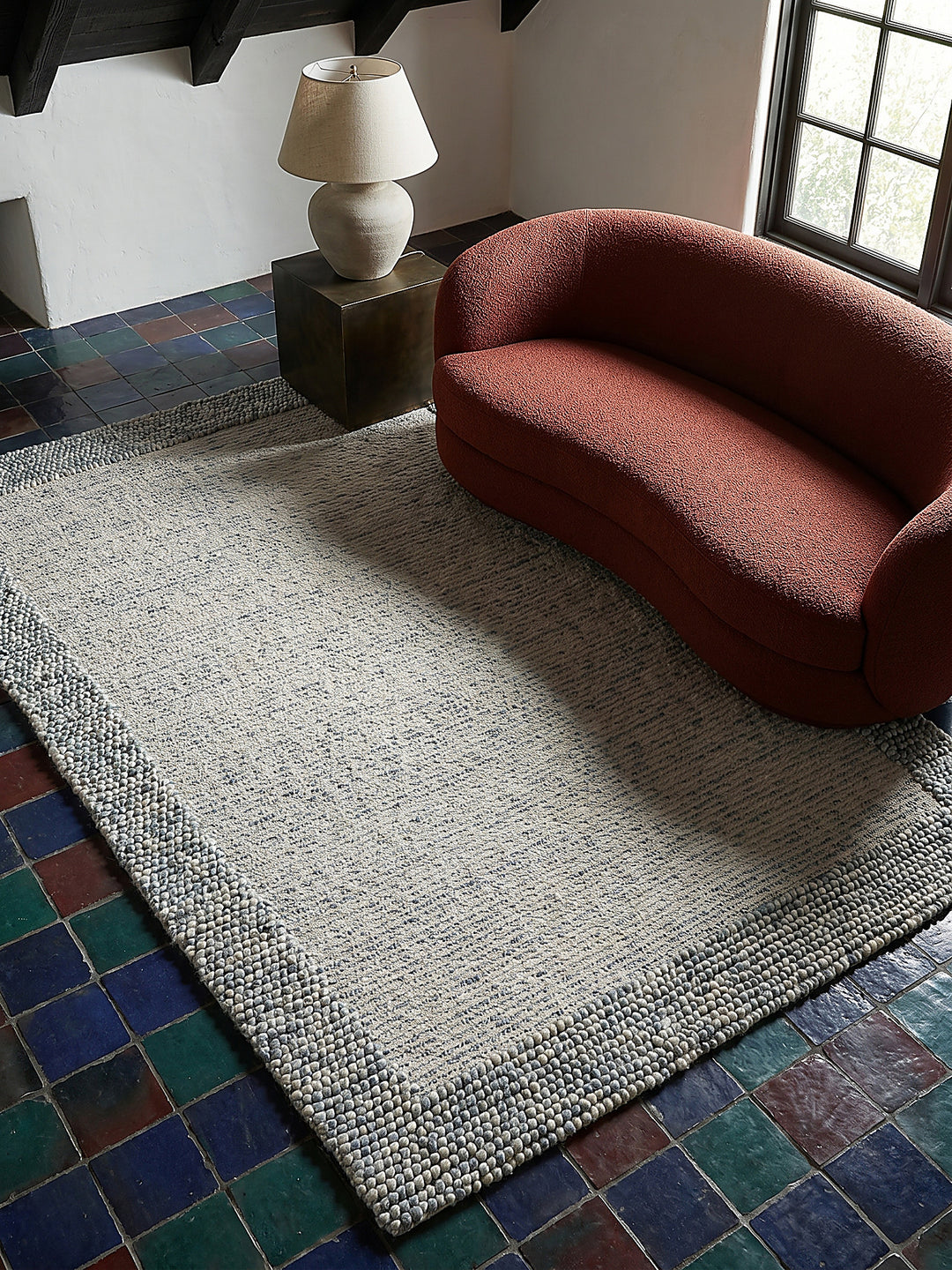Teppich Blau-Natur rechteckig Musteransicht von oben Designkollektion_