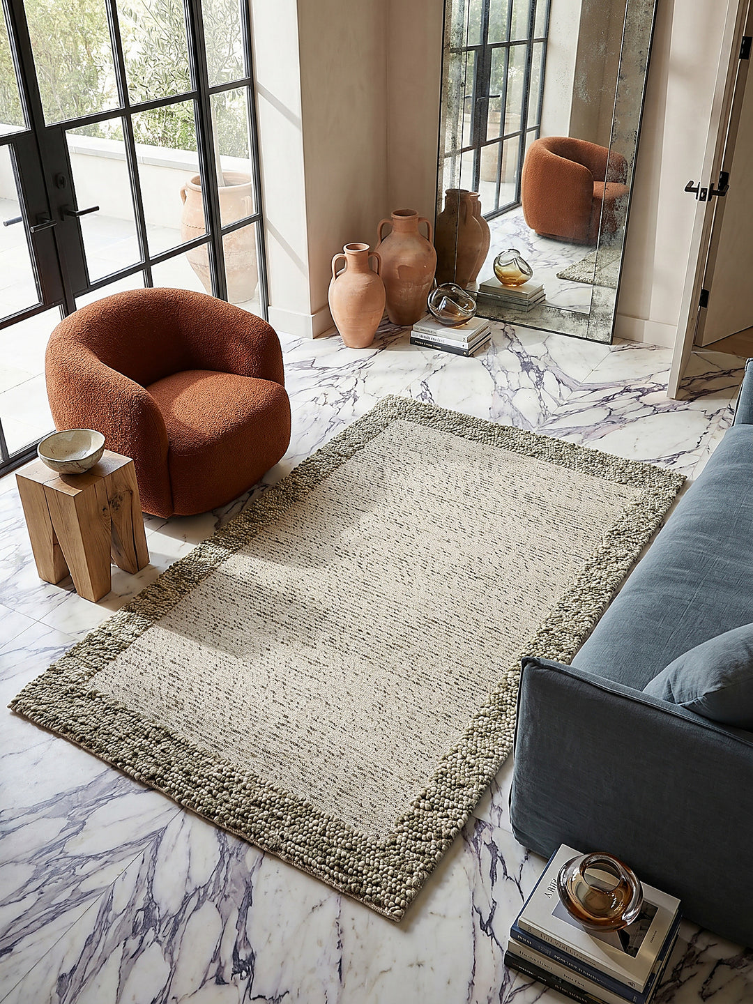 Teppich Grün-Natur rechteckig Musteransicht von oben Designkollektion_