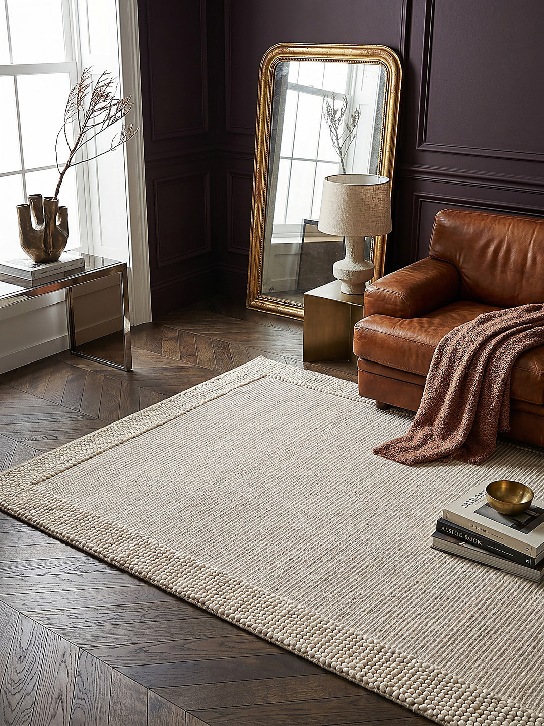Teppich Beige-Natur rechteckig Musteransicht von oben Designkollektion_