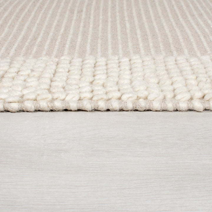 Wollteppich Flachgewebe – Naturmaterialien mit strukturierter Bordüre - strapazierfähig und fußbodenheizungsgeeignet_Läufer_
