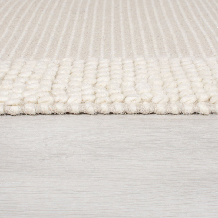 Wollteppich Flachgewebe – Naturmaterialien mit strukturierter Bordüre - strapazierfähig und fußbodenheizungsgeeignet_Rechteckig_